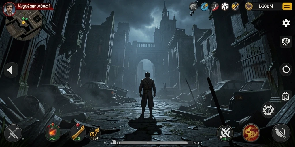 Screeenshot gameplay menampilkan momen menegangkan dalam D200M.