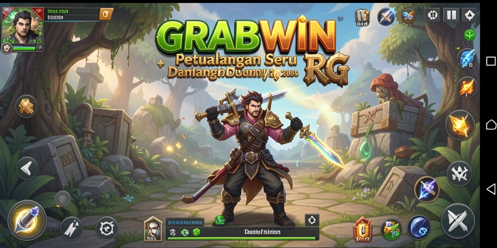 Tampilan gameplay seru di dunia fantasi GRABWIN.