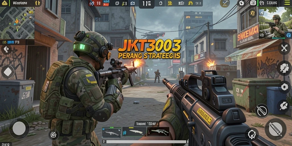Screenshot gameplay menarik dari JKT303 dengan aksi menembak intens.