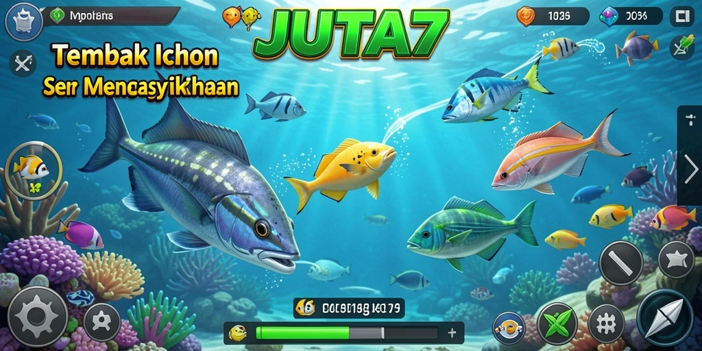 Tampilan gameplay seru dari JUTA7 saat menangkap ikan.
