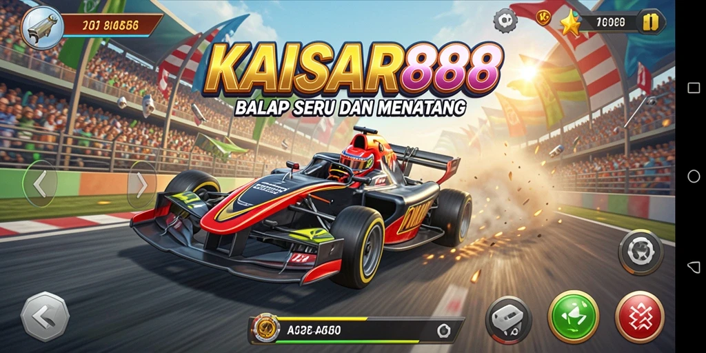 Gambaran gameplay balap yang penuh aksi di KAISAR888.
