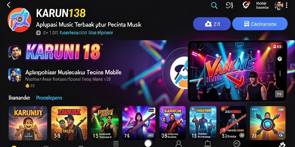 Screenshot utama KARUN138 menunjukkan antarmuka yang menarik dan fitur musik interaktif.