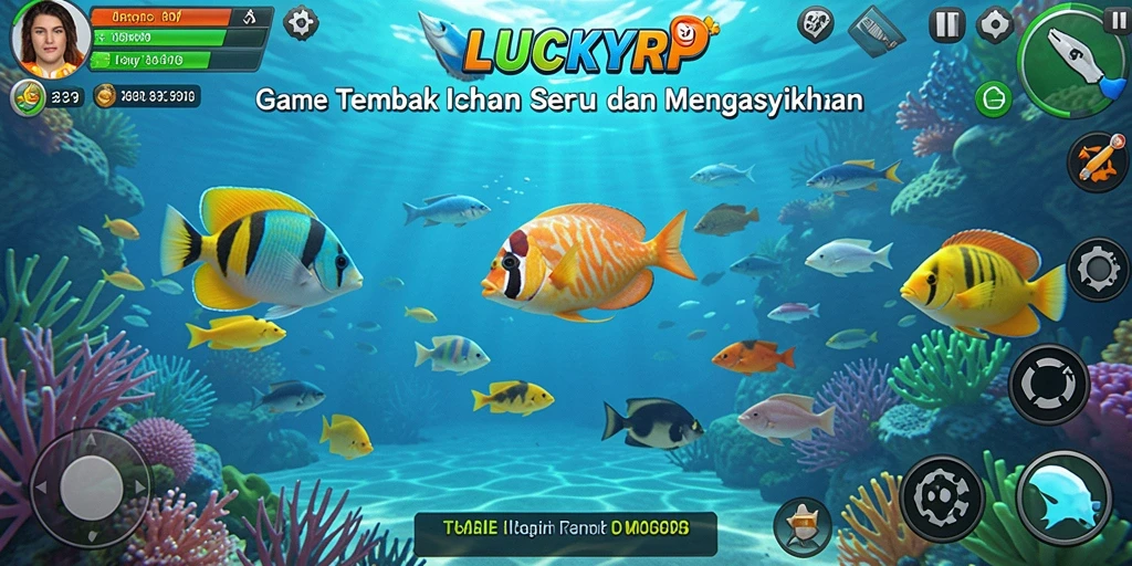 Screenshot gameplay <strong>LUCKYRP</strong> yang menunjukkan keseruan menembak ikan.