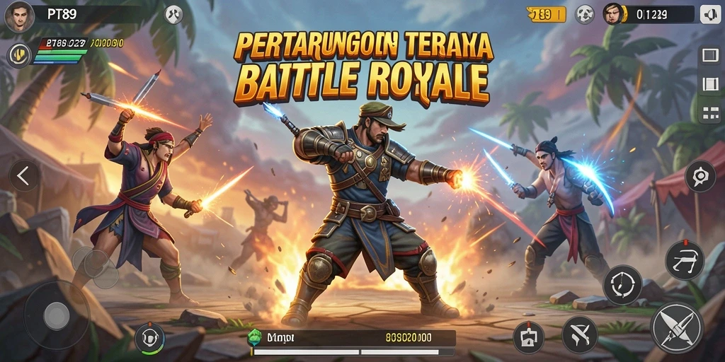 Screenshot PT89 menampilkan aksi seru di arena Battle Royale.