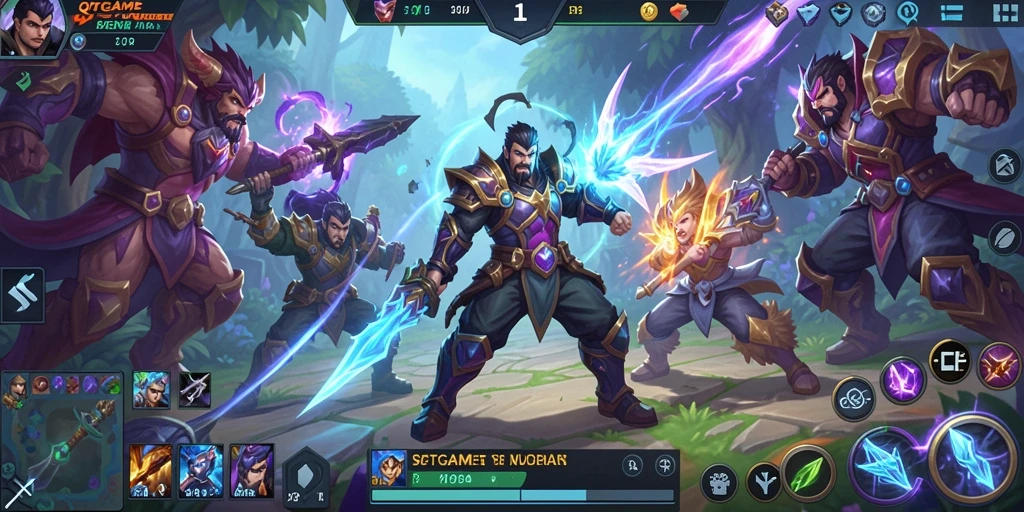 Menampilkan aksi seru dalam pertarungan MOBA.