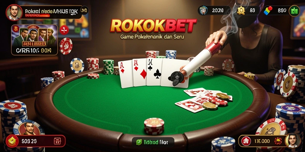 Tampilan gameplay Poker yang seru dan interaktif di ROKOKBET.
