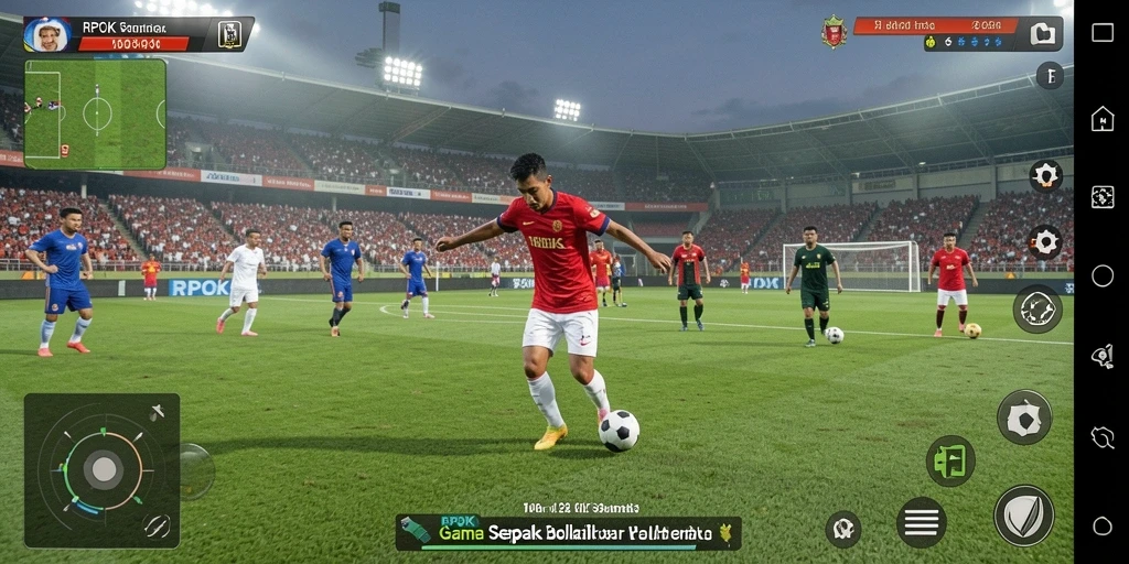 Tampilan gameplay RPOK yang menegangkan di lapangan sepak bola.